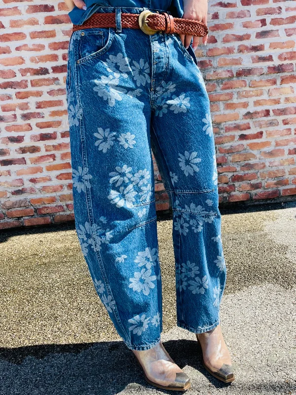 Good Luck Printed Barrel Pants Chic Wool Trousers