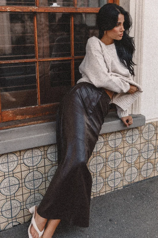 Jade Vegan Leather Column Skirt - Black corduroy skirt cozy
