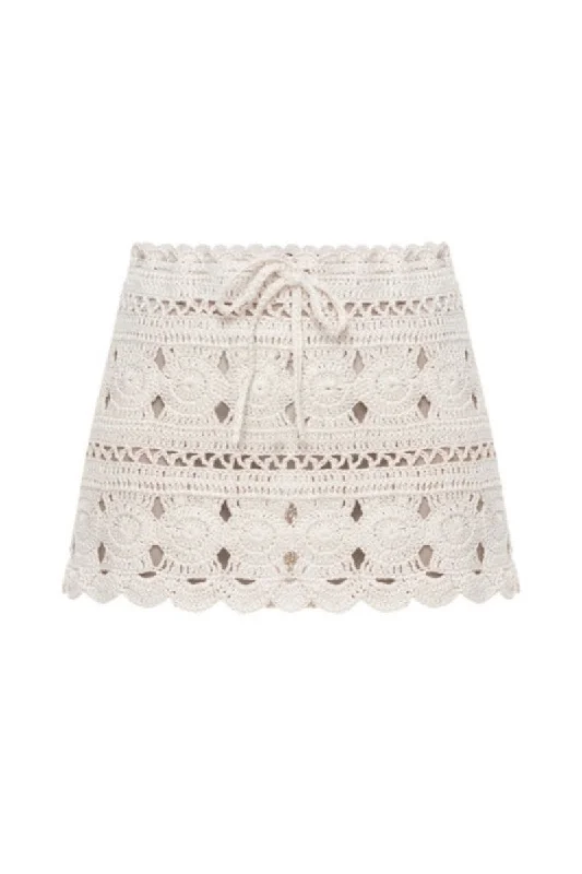 WHITE KNITTED MINI SKIRT cashmere skirt fine