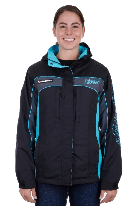 Bullzye Ladies Carla Jacket - Black/Aqua - B3W2709057 Welt Pockets Slit Pockets Flap Pockets
