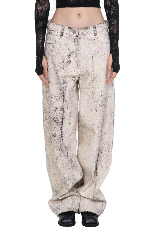 Denim Wide Charcoal Wash Pant Casual Yoga Pants
