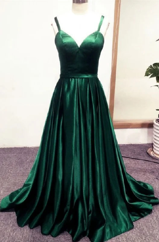 Beatufiul Dark Green Stain Long Sweetheart Party Dress, Green Long Prom Dress    cg21641 Tunics Timeless classic