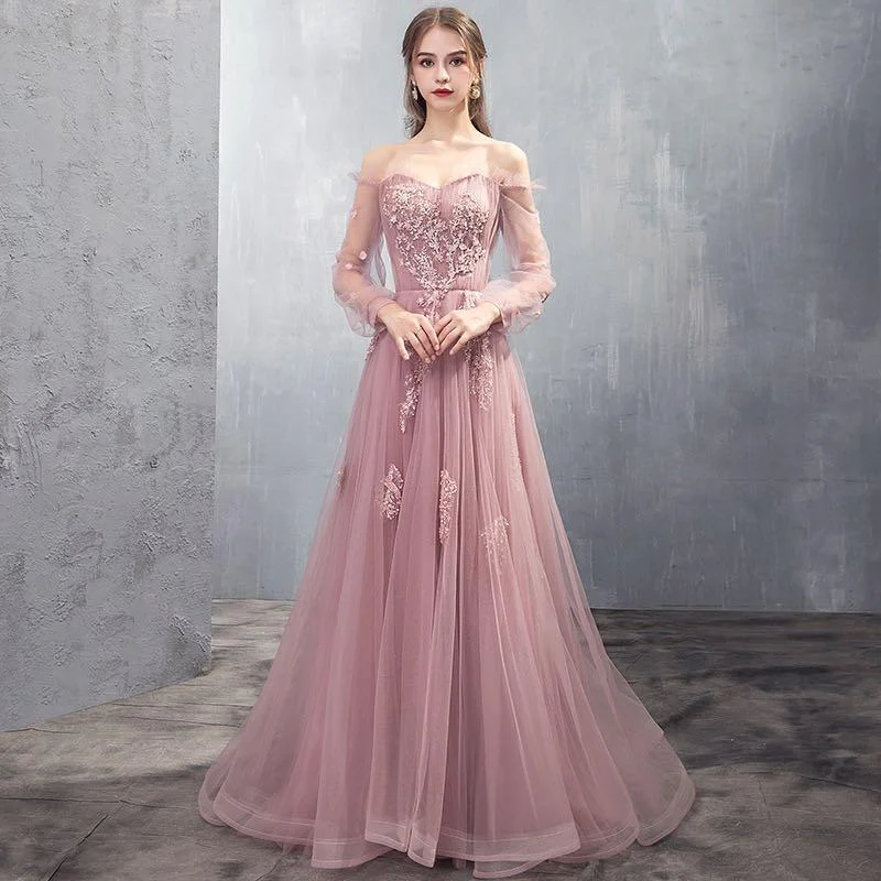 Charming Tulle Pink/Champagne Long Sleeves Junior Party Dress prom dress evening dress    cg21033 Tunics Plaid country