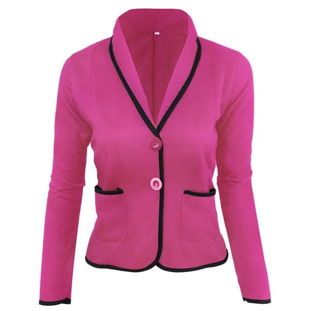 JASMINE SUITS Women's Stylish Elegant Fashion 2-Buttons Premium Quality Fuchsia Pink Magenta Pink Shawl Lapel Jacket Tailored Jacket Straight Jacket A-Line Jacket