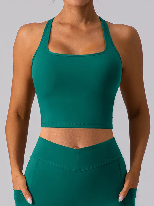 Square Neck Racerback Cropped Tank high neck tank