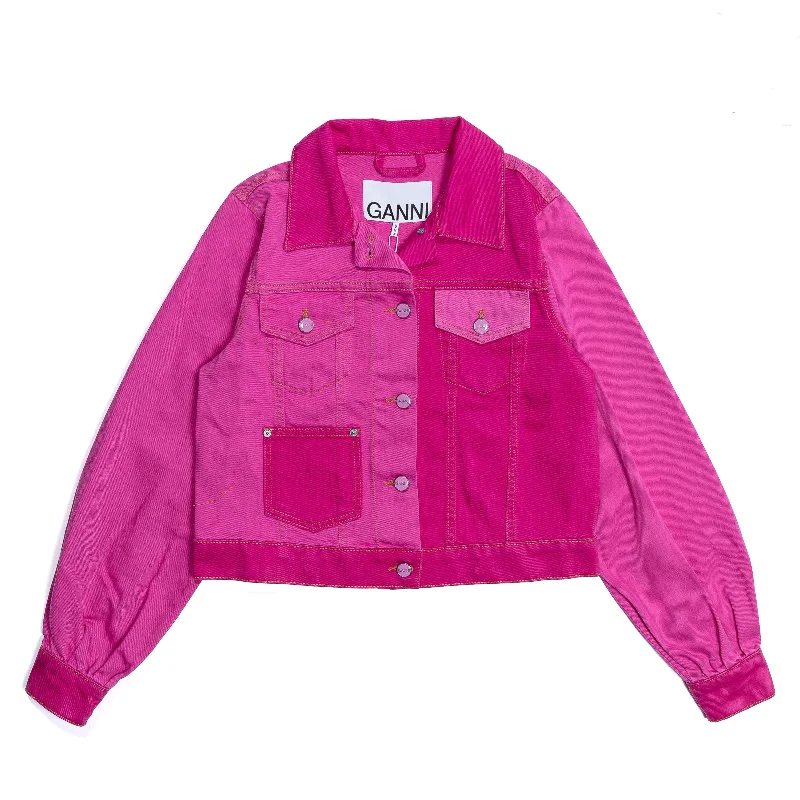 Ganni Overdyed Cutline Trucker Jacket 'Phlox Pink' Fleece Jacket Down Jacket Feather Jacket