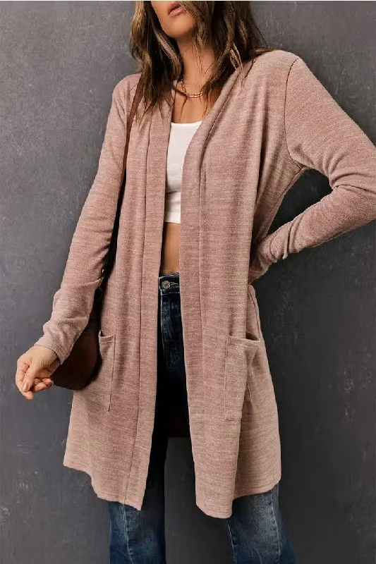 Let It Be Pink Tunic Back Pocket Cardigan Casual Formal Business