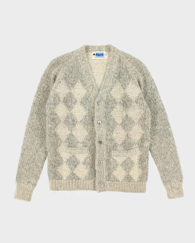 Vintage Edmoot Wool Blend Cardigan - S Striped Floral Plaid
