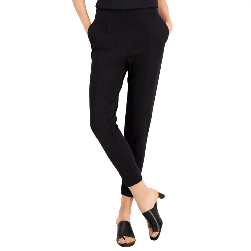 ALFANI - Petite Seamed Slim Pants Comfy Zip-Up Pants
