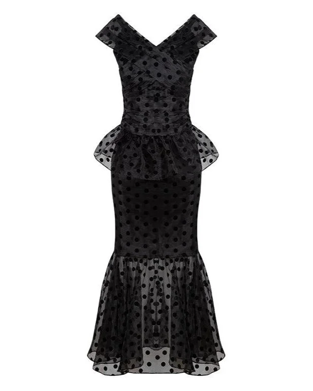 Lily Top And Skirt Set Black Polka denim skirt trendy