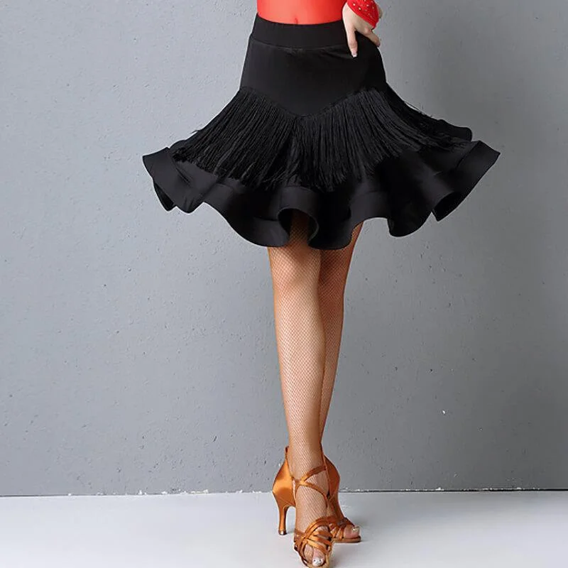 A-Line Latin Skirt with Fringing velvet skirt sumptuous