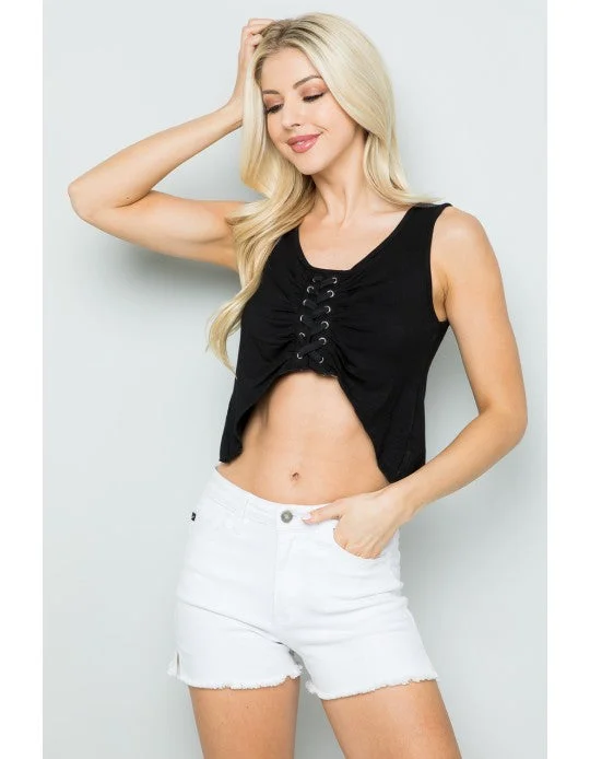 Kathmandu Imports Black Crop Tank Top cotton tank top