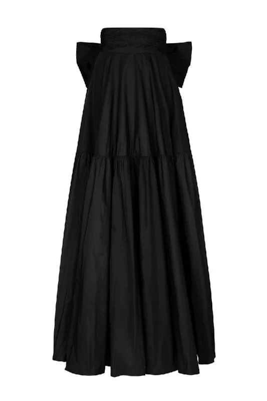 SISI BLACK TAFFETA MAXI SKIRT wool skirt breathable