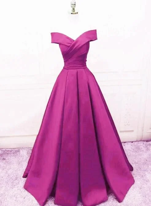 Beautiful Simple Off Shoulder Satin Sweetheart Party Dress, A-line Prom Dress       cg23197 Tunics Practical durable