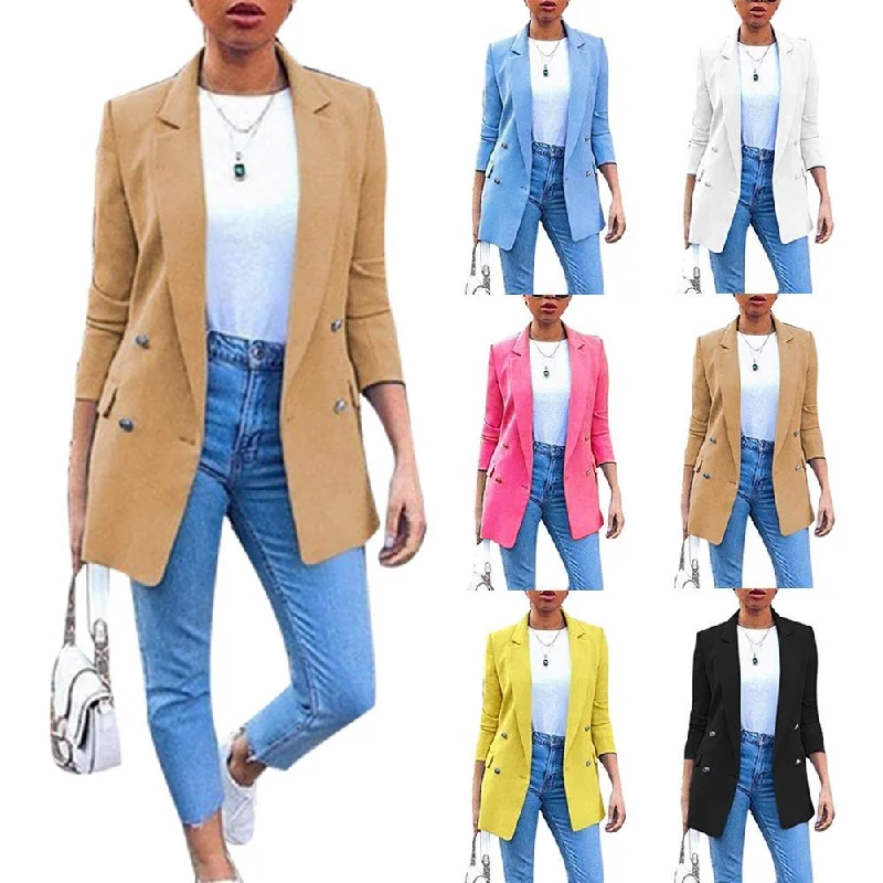 JMC SUITS Women's Fashion Spring Summer Autumn Winter Business Blazer Suit Jacket Front Pockets Side Pockets Patch Pockets