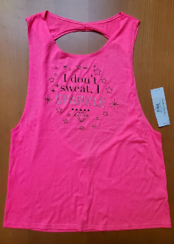 ON SALE Twist Back Sparkle Tank (Neon Pink, LA) basic tank top