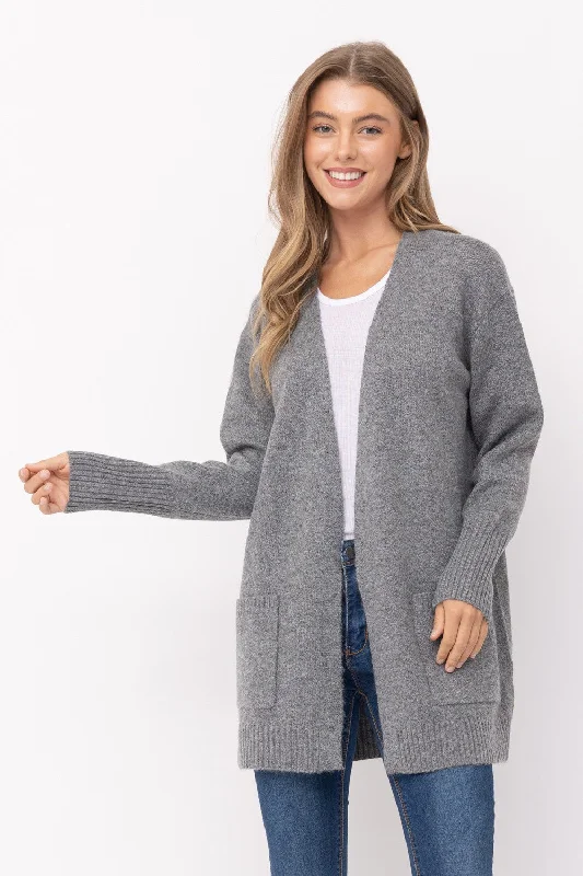 Long Road Ahead Heather Gray Long Sleeve Cardigan Slim Fit Regular Fit Oversized