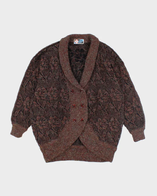 Vintage 80s Sparkly Chunky Knit Cardigan - L Spandex Rayon Corduroy