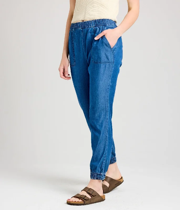 Phoebe Pant - Chambray Trendy Wide-Leg Pants