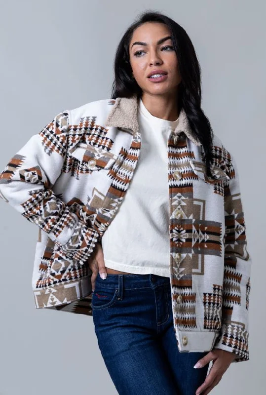 Women's Kimes Red Rocks Jacket Oatmeal Boat Neck Shawl Collar Notched Collar