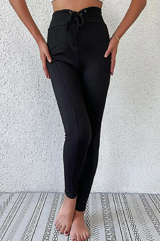 Lace-Up Skinny Pants Trendy Palazzo Pants