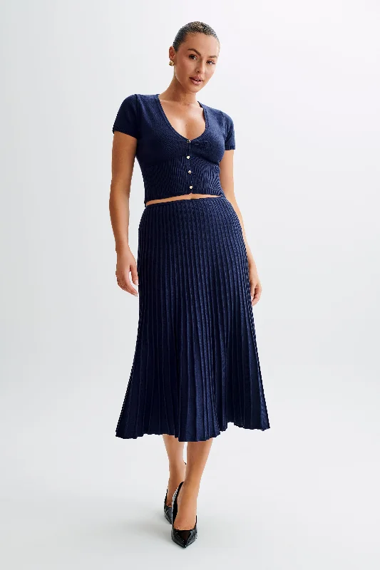 Jolene Rib Knit Midi Skirt - Navy summer skirt style