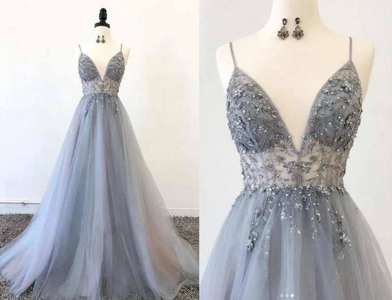 Sexy Silver Grey Prom Dress Long Evening Gown Graduation Party Dress Formal Dress Dresses For Prom    cg19742 Tunics Satin smooth