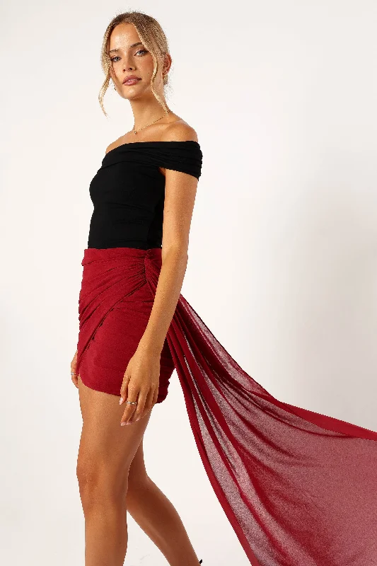 Night Lover Mini Skirt - Merlot leather skirt durable