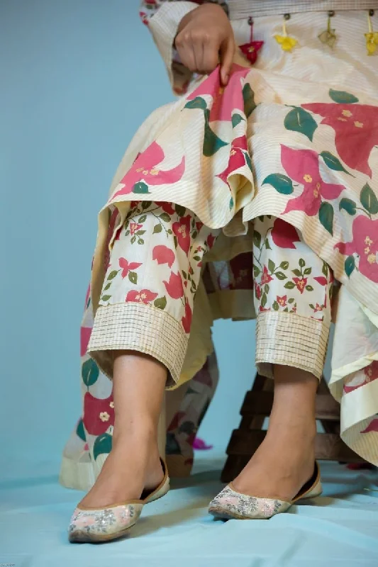 Bel Printed pants with pleated hem Modern Skinny Pants