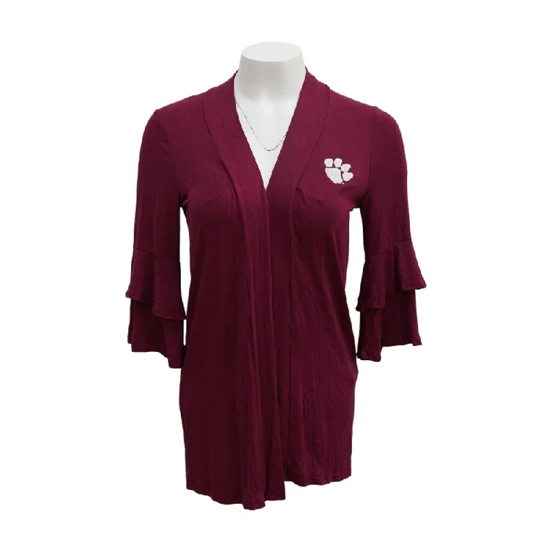 Maroon Clemson Tigers Solid Cardigan Sweater Slim Fit Regular Fit Oversized