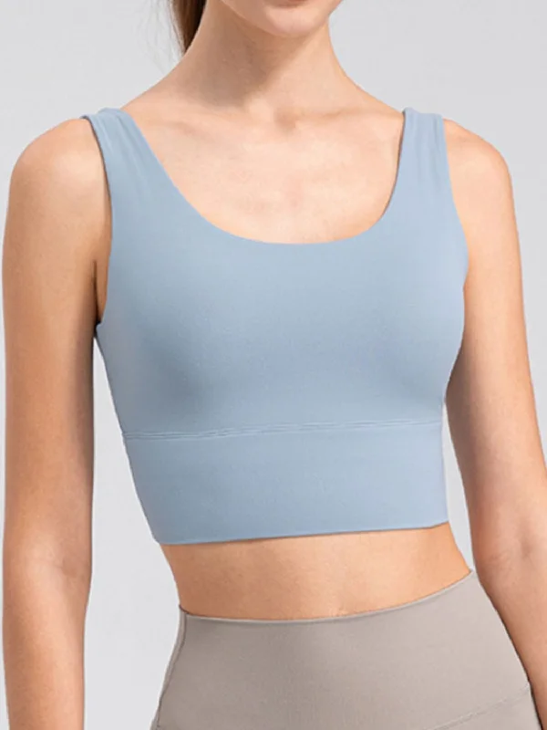 Scoop Neck Wide Strap Active Tank white tank top