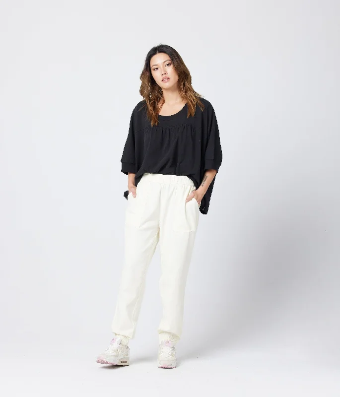 Lesley Pant - Stone Fashionable Button-Up Pants