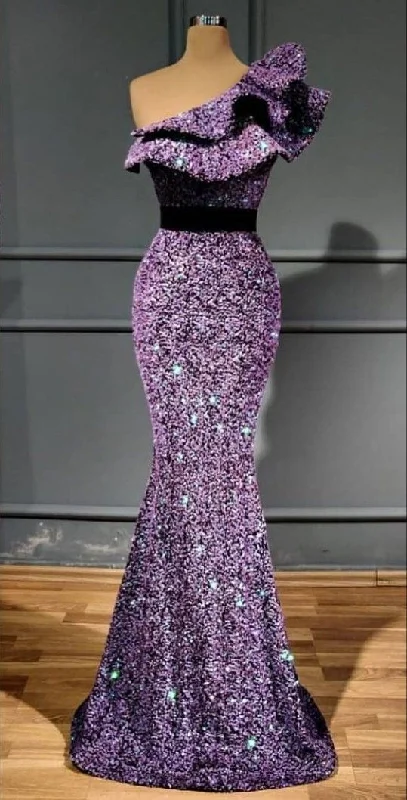 Purple sequin Long Prom Dresses,Graduation School Party Dress       cg23297 Tunics Versatile stylish