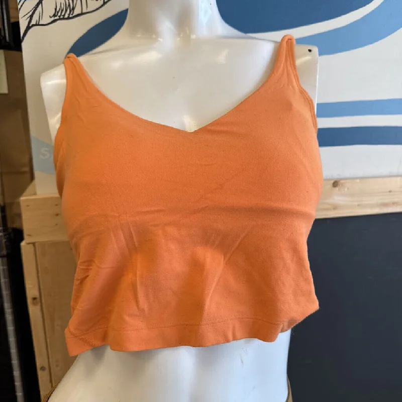 Lululemon - Women's Cropped Tank Top: Orange-women- seamless tank top