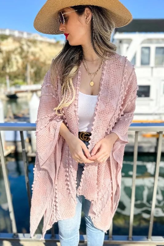 Rose Open Front Soft Kimono Cardigan Stretchy Elastic Breathable