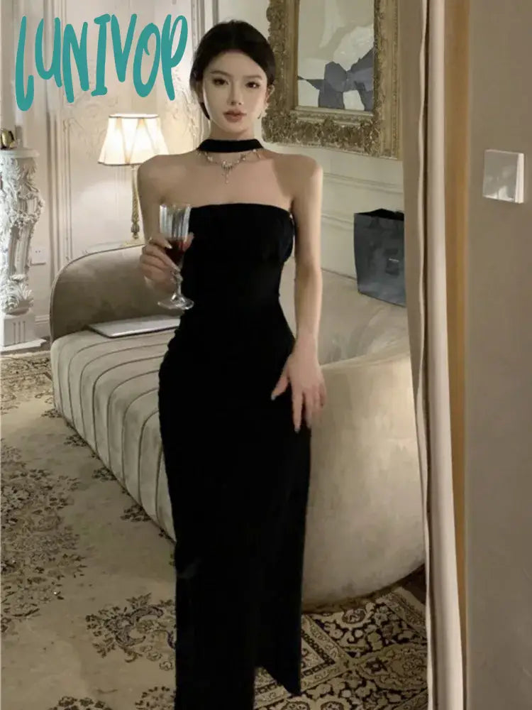 Lunivop Women Sexy Backless Bow Wedding Runway Party Dresses Summer French Sleeveless Bodycon Hollow Out Vestidos Female Clothing Tunics Silk luxurious