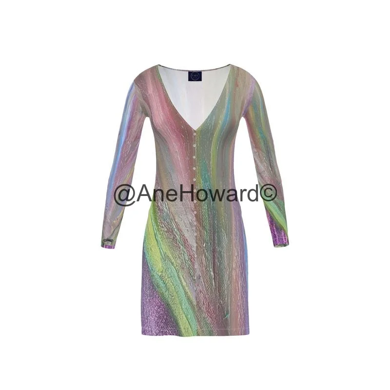 Short Cardigan Dress Rainbow Sequined Glittery Shiny