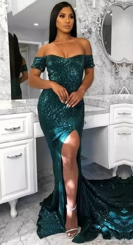 Off-Shoulder Prom Dresses Sweep Train Side Split Long Mermaid Party Dresses cg5390 Tunics Floral girly Off-Shoulder Prom Dresses Sweep Train Side Split Long Mermaid Party Dresses cg5390 Tunics Floral girly