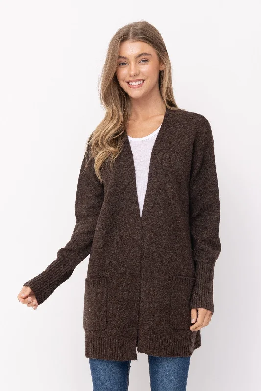 Long Road Ahead Brown Long Sleeve Cardigan Boxy Cardigan Fitted Cardigan A-Line
