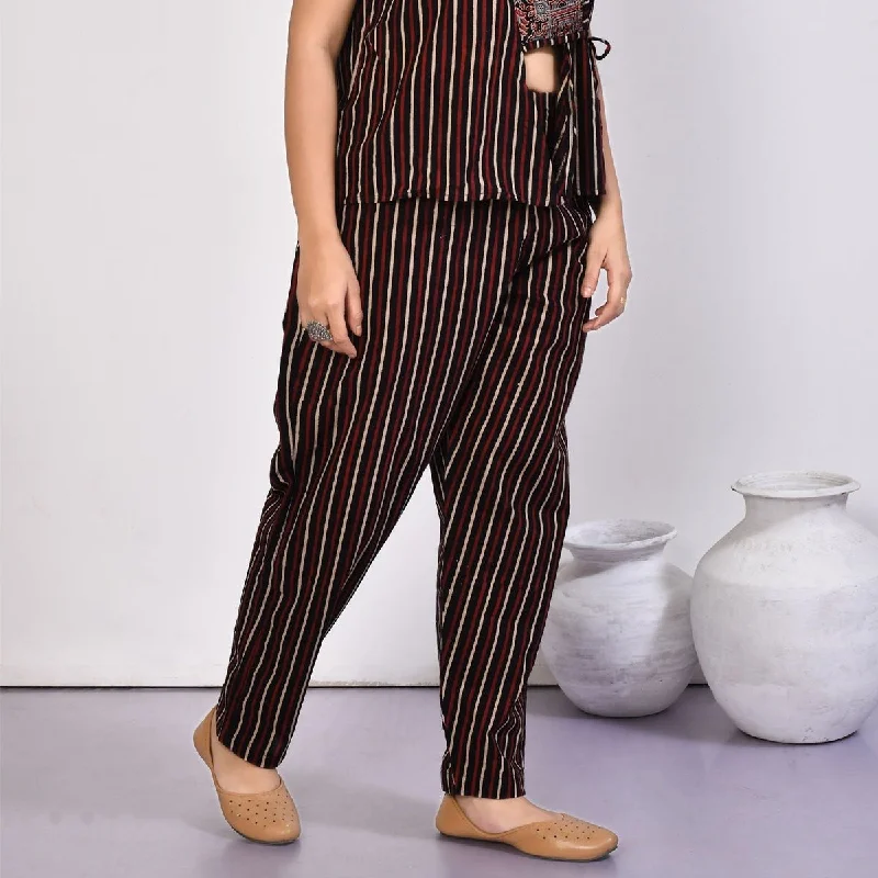 Bella Black Women''s Ajrakh Cotton Pant Chic Checkered Pants