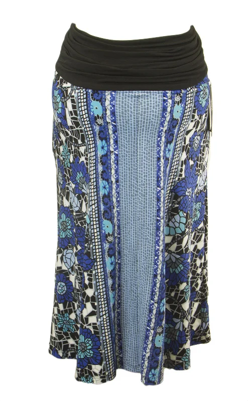 OLIAN Maternity Women's Blue Abstract Print A-Line Skirt I200704 $85 NWT chiffon skirt delicate