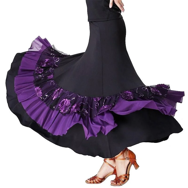 Swing Maxi Ballroom Skirt with Flowers velvet skirt luxurious