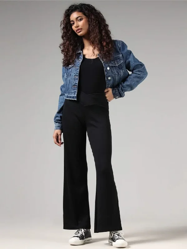 Superstar Solid Black Wide Leg Pants Cozy Lounge Pants