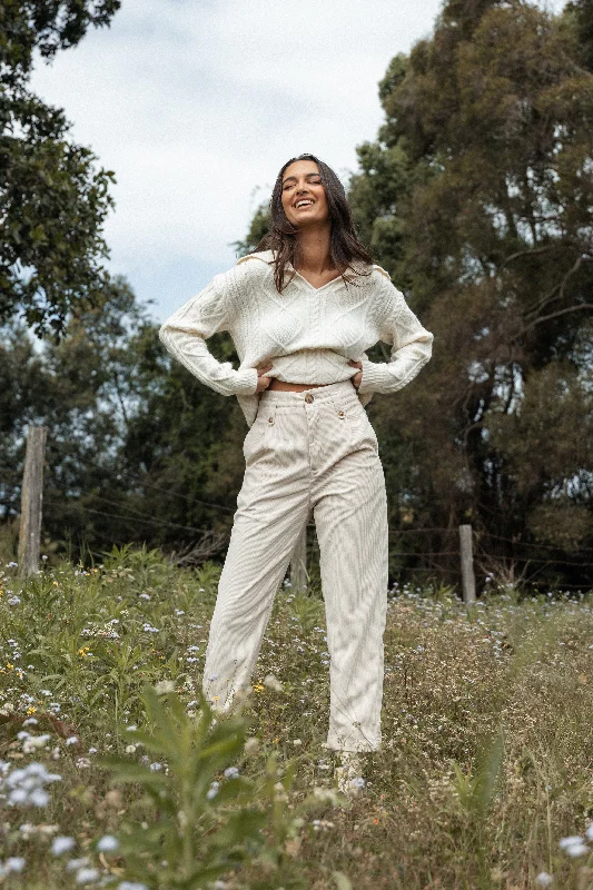 Jones Cord Pant - Cream Classic Bootcut Trousers