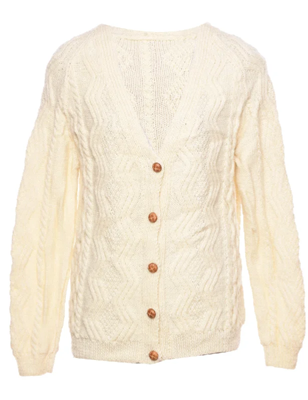 Cable Knit Cardigan - L Mesh Cardigan Canvas Denim