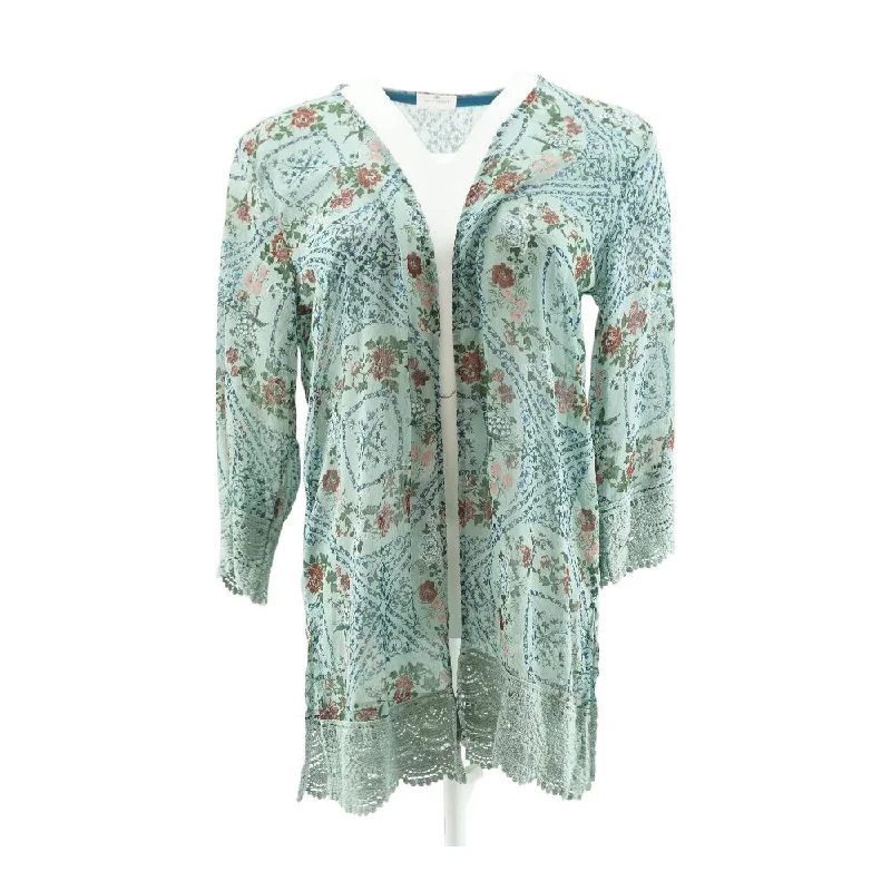Blue Misc Cardigan Sweater Cable Knit Ribbed Knit Lace Knit