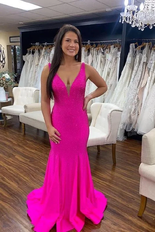 Sparkly Mermaid Long Prom Dresses,Graduation School Party Dress     cg22720 A-Line Day Work