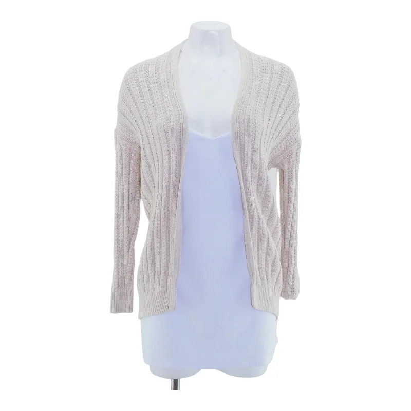Beige Solid Cardigan Sweater Handmade Hand-knitted Hand-woven