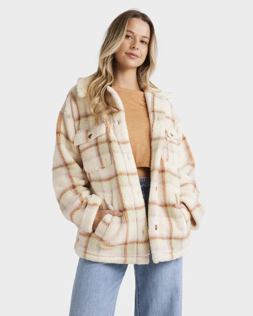 Billabong Calm down Womens Jacket -Win25 Denim Fabric Leather Fabric Suede Fabric