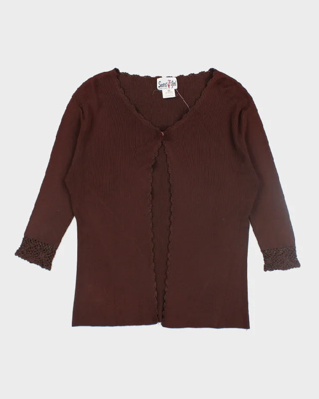 Vintage Smart Girl Lightweight Cardigan - M Handmade Hand-knitted Hand-woven